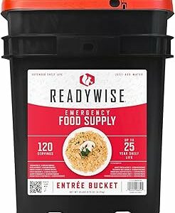 ReadyWise, 120 Portions, Déjeuner Et Dîner Uniquement, 13 Recettes Différentes, Grab & Go Seau, Lyophilisé, Jusqu'à 25 Ans De Conservation, Nourriture D'Urgence