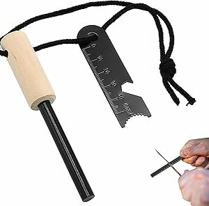 Survival Fire Steel -- Kit allume-feu en acier avec tige de ferrocium en magnésium avec grattoir et sifflet, outil de survie d'urgence en plein air pour voyage, camping, randonnée