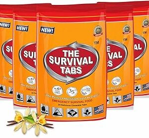 Lot de 120 tablettes de nourriture pour 10 jours de survie d'urgence MRE Repas prêt à manger pour voyage, camping, bateau, cyclisme, chasse, activités de chasse, sans gluten et sans OGM - Durée de