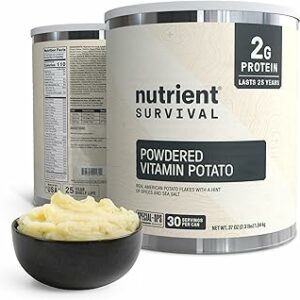 Nutrient Survival Flocons de pommes de terre, vitamines en poudre (30 portions) pour purée de pommes de terre, soupes, approvisionnement alimentaire d'urgence et fournitures de camping, 38 nutriments,