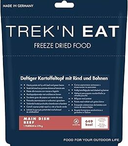 Ragoût de pommes de terre copieux Trek’n Eat au bœuf et aux haricots -- Repas savoureux en plein air | Ragoût de randonnée, repas de camping, ration de survie | Sans additifs