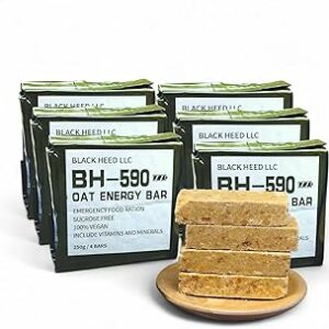 Durée de conservation de 20 ans！Barre énergétique d'avoine BH-590, Ration alimentaire d'urgence, barre de blé compressée, stockage des aliments de survie en plein air, végétalien (1500g, Oat/Wheat)