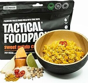 Tactical Foodpack Curry de patates douces en grande portion -- Repas lyophilisés I prêt à manger I MRE I Survie I Aliment d'extérieur I Nourriture de trekking I Expédition I Bureau
