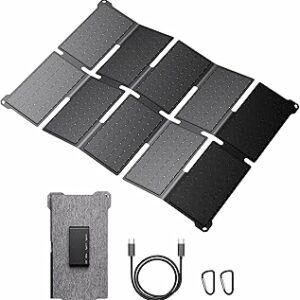 BigBlue Chargeur Solaire Portable 35W avec Charge Rapide USB-A et PD 25W USB-C pour Le Camping et Le Randonnée, 0,7kg, Étanche IP68, Chargeur Solaire Pliable pour iPhone/Android, iPad, Powerbank